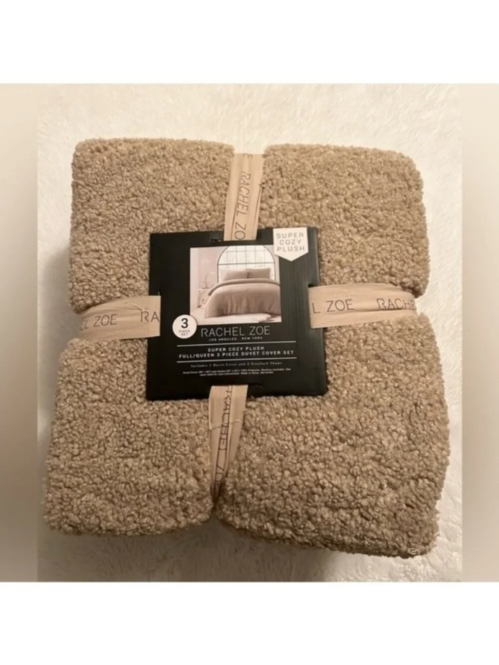 NWT Rachel Zoe 3pc Duvet Cover Bedding Set Full/Queen Shams Plush Cozy Sherpa